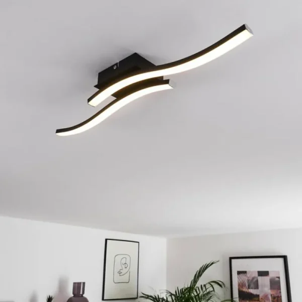 hofstein Plafonnier Letala LED Noir, 2 lumières* Lampes Modernes