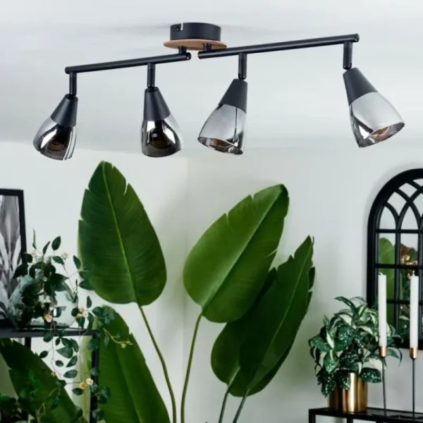 hofstein Plafonnier Leteque Couleur bois, Noir, 1 lumière* Lampes Modernes