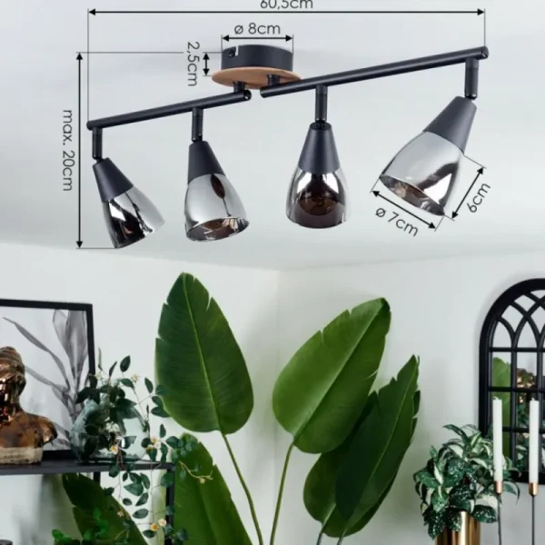 hofstein Plafonnier Leteque Couleur bois, Noir, 1 lumière* Lampes Modernes