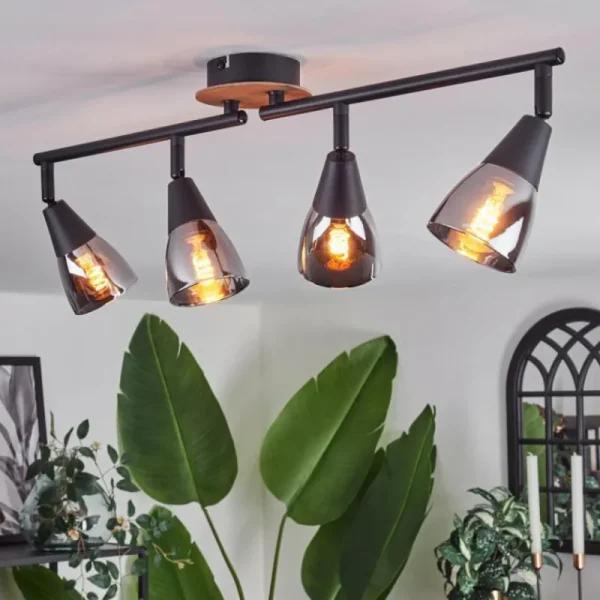 hofstein Plafonnier Leteque Couleur bois, Noir, 1 lumière* Lampes Modernes