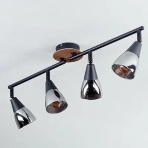 hofstein Plafonnier Leteque Couleur bois, Noir, 1 lumière* Lampes Modernes
