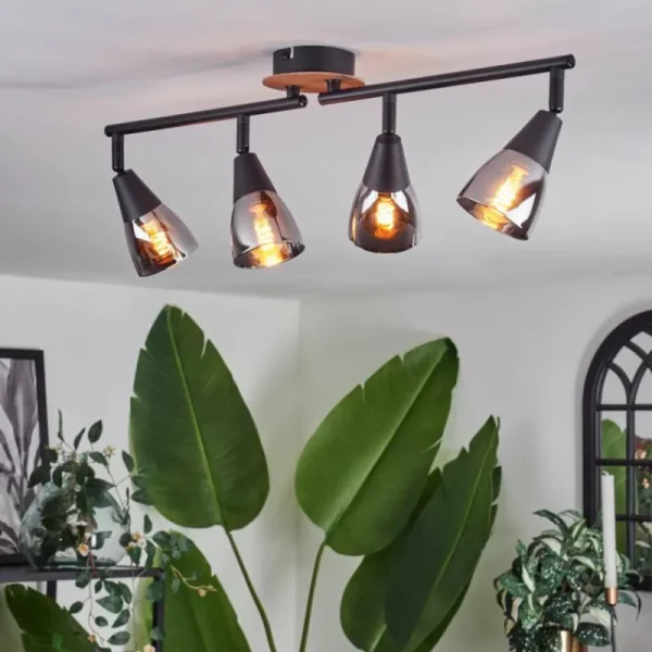 hofstein Plafonnier Leteque Couleur bois, Noir, 1 lumière* Lampes Modernes