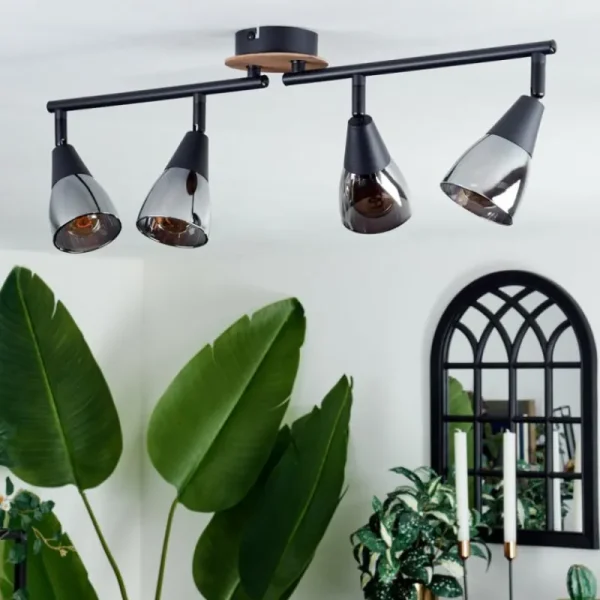 hofstein Plafonnier Leteque Couleur bois, Noir, 1 lumière* Lampes Modernes