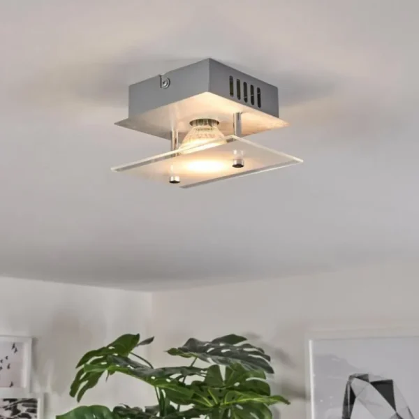 hofstein Plafonnier Liestal LED Nickel mat, 1 lumière* Lampes Modernes