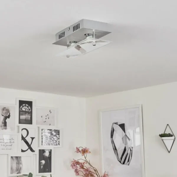 hofstein Plafonnier Liestal LED Nickel mat, 2 lumières* Lampes Modernes