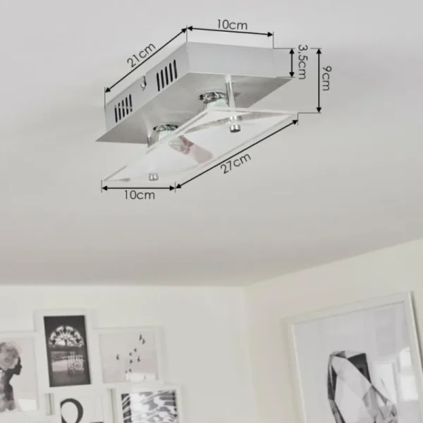 hofstein Plafonnier Liestal LED Nickel mat, 2 lumières* Lampes Modernes