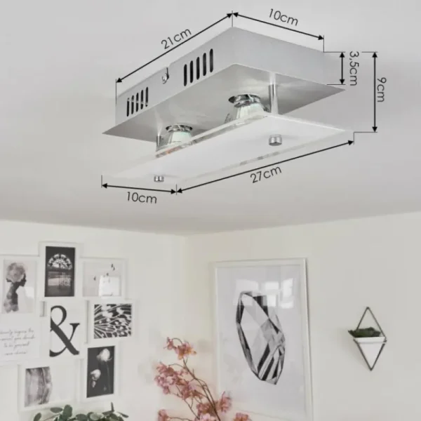 hofstein Plafonnier Liestal LED Nickel mat, 2 lumières* Lampes Modernes