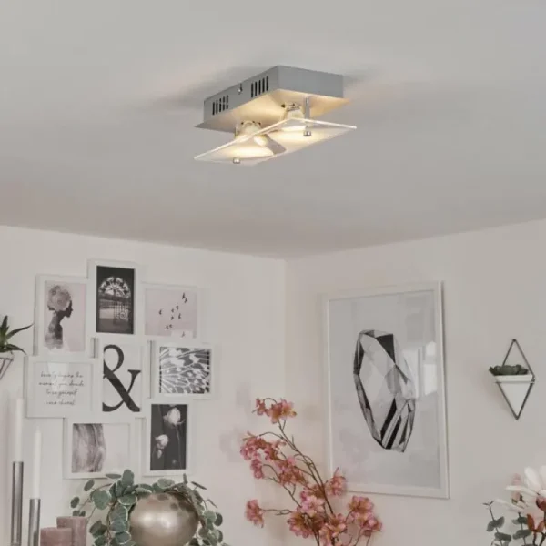hofstein Plafonnier Liestal LED Nickel mat, 2 lumières* Lampes Modernes
