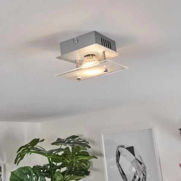 hofstein Plafonnier Liestal LED Nickel mat, 1 lumière* Lampes Modernes