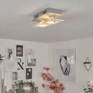 hofstein Plafonnier Liestal LED Nickel mat, 2 lumières* Lampes Modernes