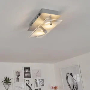 hofstein Plafonnier Liestal LED Nickel mat, 2 lumières* Lampes Modernes