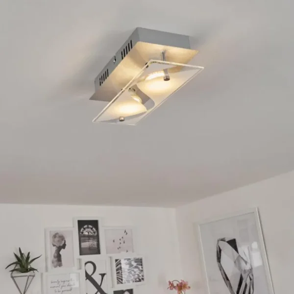 hofstein Plafonnier Liestal LED Nickel mat, 2 lumières* Lampes Modernes