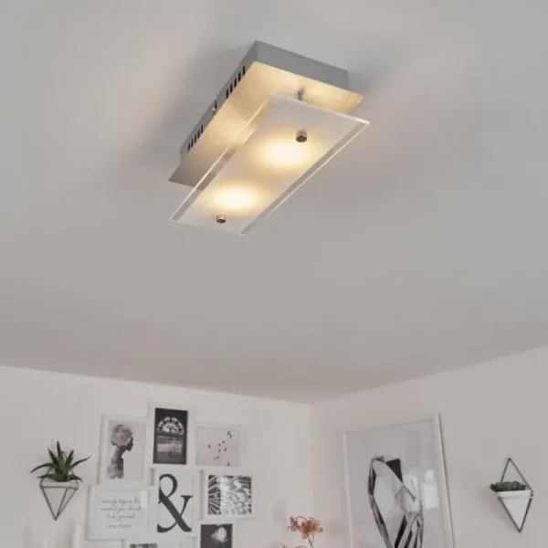 hofstein Plafonnier Liestal LED Nickel mat, 2 lumières* Lampes Modernes