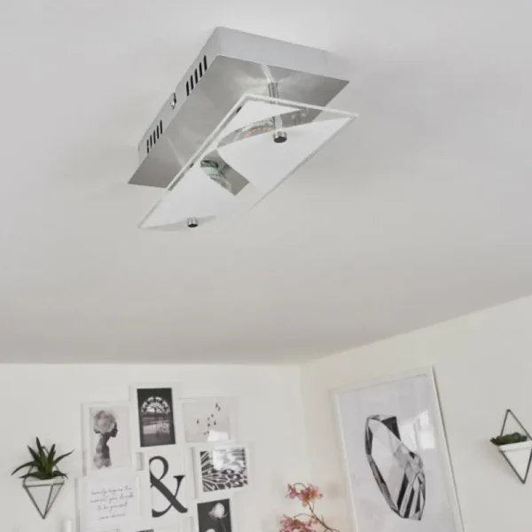 hofstein Plafonnier Liestal LED Nickel mat, 2 lumières* Lampes Modernes
