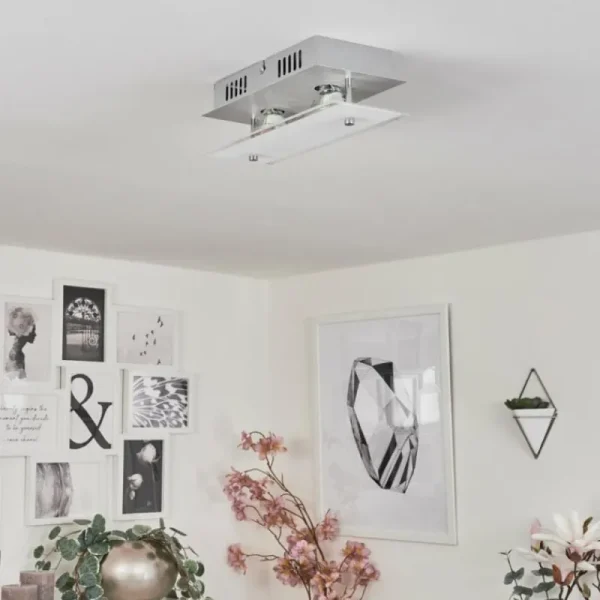 hofstein Plafonnier Liestal LED Nickel mat, 2 lumières* Lampes Modernes