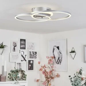 hofstein Plafonnier Lithgow LED Argenté, 2 lumières, Télécommandes, Changeur de couleurs* Lampes Modernes