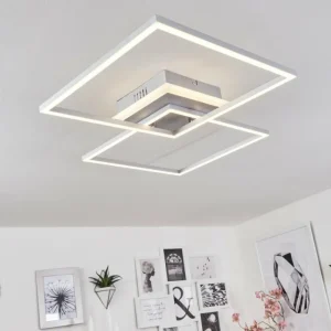 hofstein Plafonnier Lithgow LED Argenté, 2 lumières, Télécommandes, Changeur de couleurs* Lampes Modernes