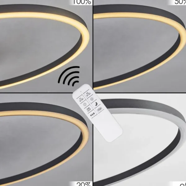 hofstein Plafonnier Lithgow LED Noir, 2 lumières, Télécommandes, Changeur de couleurs* Lampes Modernes