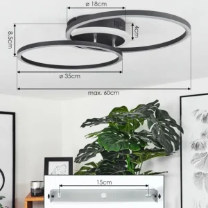 hofstein Plafonnier Lithgow LED Noir, 2 lumières, Télécommandes, Changeur de couleurs* Lampes Modernes