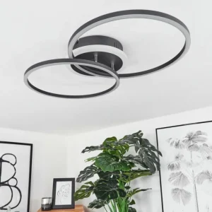 hofstein Plafonnier Lithgow LED Noir, 2 lumières, Télécommandes, Changeur de couleurs* Lampes Modernes