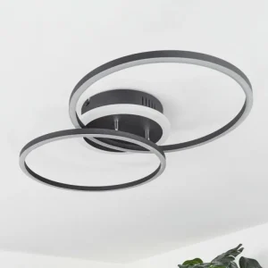 hofstein Plafonnier Lithgow LED Noir, 2 lumières, Télécommandes, Changeur de couleurs* Lampes Modernes