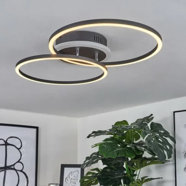 hofstein Plafonnier Lithgow LED Noir, 2 lumières, Télécommandes, Changeur de couleurs* Lampes Modernes