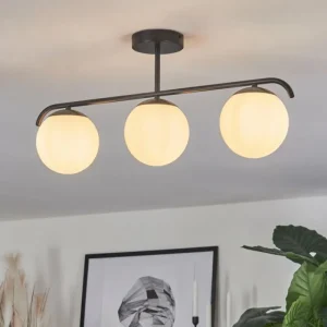 hofstein Plafonnier Litoral Noir, 3 lumières* Lampes En Verre