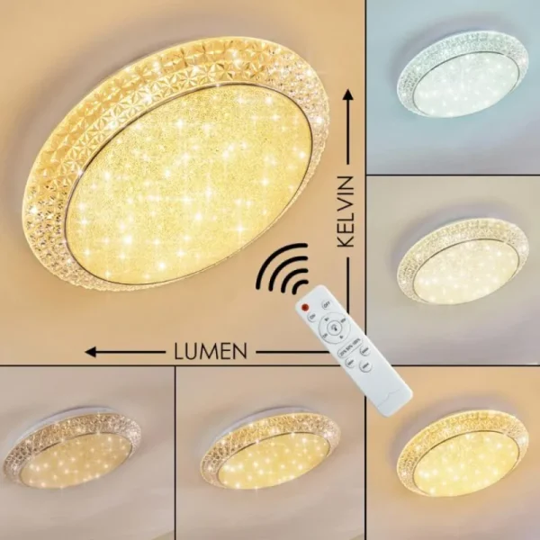 hofstein Plafonnier Litto LED Blanc, 1 lumière, Télécommandes* Lampes Modernes