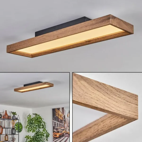 hofstein Plafonnier Longvic LED Brun, Couleur bois, Noir, 1 lumière* Lampes Modernes