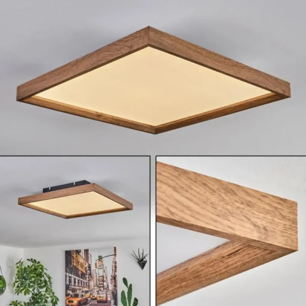 hofstein Plafonnier Longvic LED Brun, Couleur bois, Noir, 1 lumière* Lampes Modernes