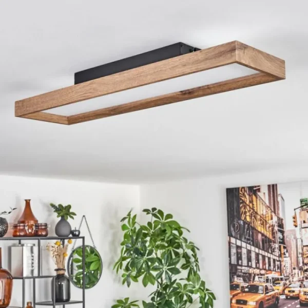 hofstein Plafonnier Longvic LED Brun, Couleur bois, Noir, 1 lumière* Lampes Modernes