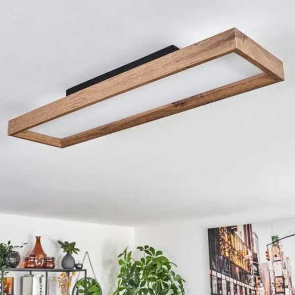 hofstein Plafonnier Longvic LED Brun, Couleur bois, Noir, 1 lumière* Lampes Modernes