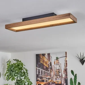 hofstein Plafonnier Longvic LED Brun, Couleur bois, Noir, 1 lumière* Lampes Modernes