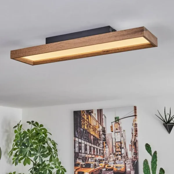 hofstein Plafonnier Longvic LED Brun, Couleur bois, Noir, 1 lumière* Lampes Modernes