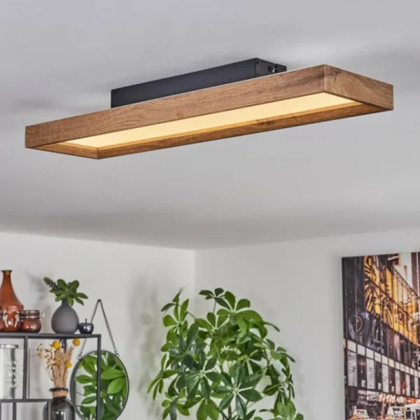 hofstein Plafonnier Longvic LED Brun, Couleur bois, Noir, 1 lumière* Lampes Modernes