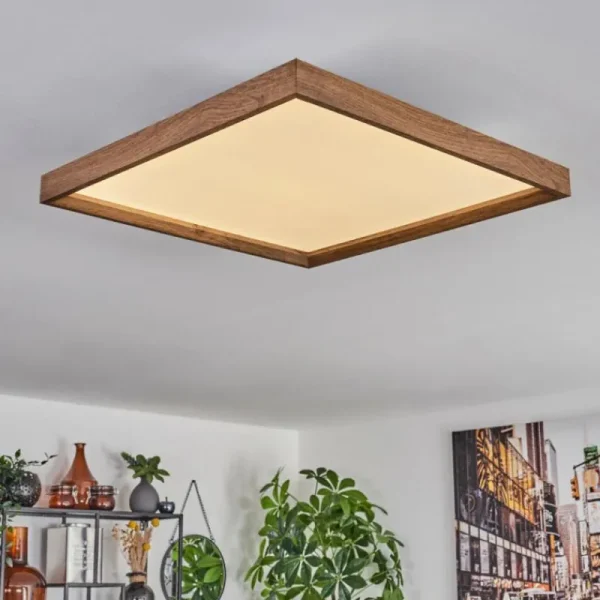hofstein Plafonnier Longvic LED Brun, Couleur bois, Noir, 1 lumière, Télécommandes* Lampes Modernes