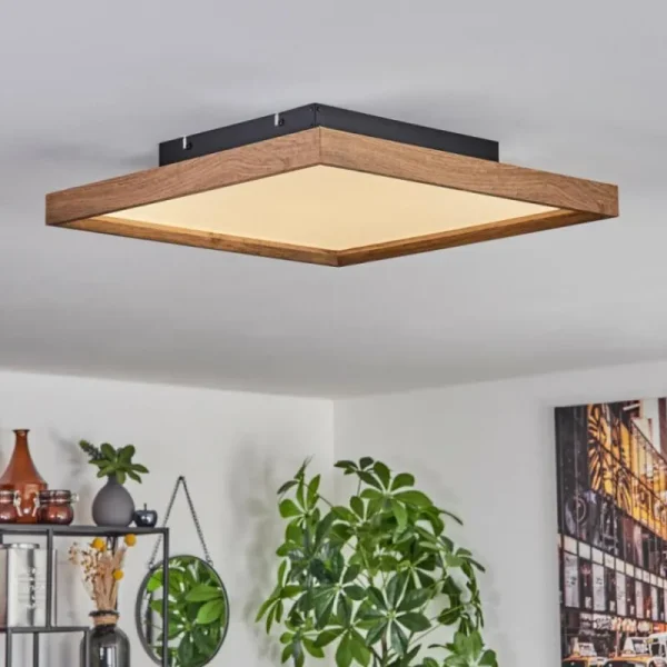 hofstein Plafonnier Longvic LED Brun, Couleur bois, Noir, 1 lumière* Lampes Modernes