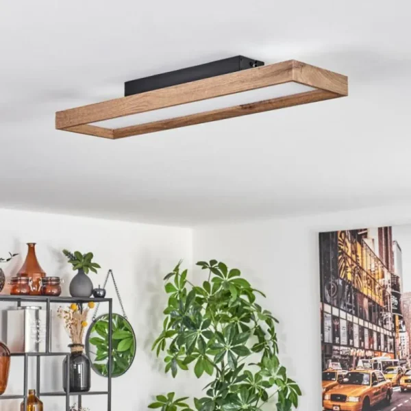 hofstein Plafonnier Longvic LED Brun, Couleur bois, Noir, 1 lumière* Lampes Modernes