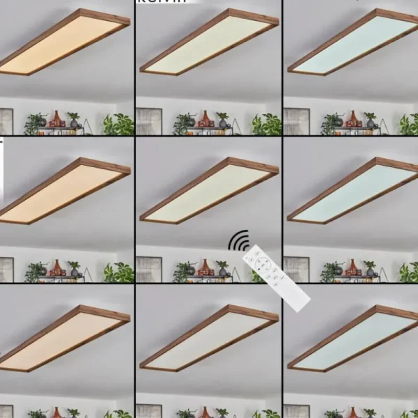 hofstein Plafonnier Longvic LED Couleur bois, Noir, 1 lumière, Télécommandes* Lampes Modernes