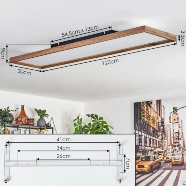 hofstein Plafonnier Longvic LED Couleur bois, Noir, 1 lumière, Télécommandes* Lampes Modernes