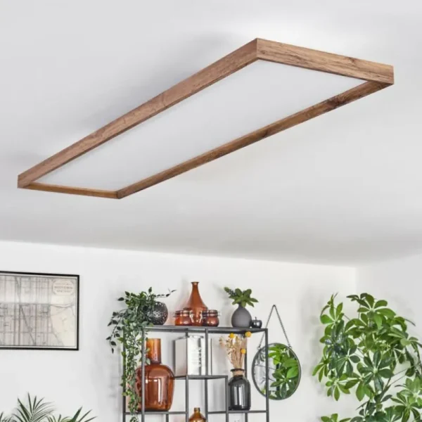 hofstein Plafonnier Longvic LED Couleur bois, Noir, 1 lumière, Télécommandes* Lampes Modernes