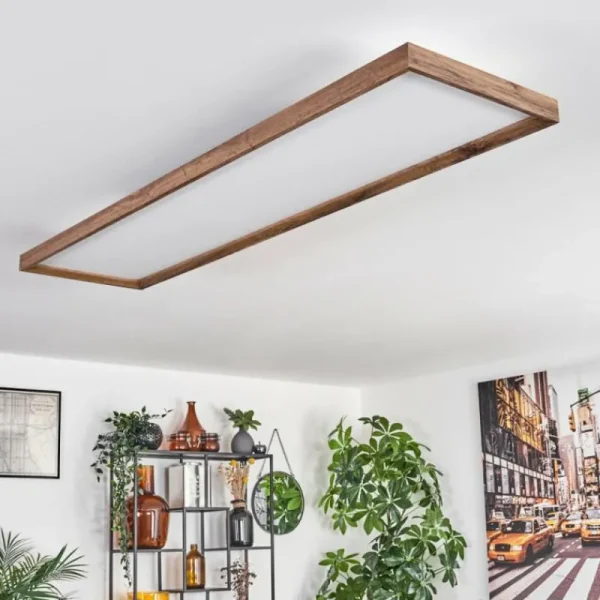 hofstein Plafonnier Longvic LED Couleur bois, Noir, 1 lumière, Télécommandes* Lampes Modernes
