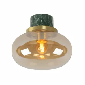 Luminaires Lucide Plafonnier Lucide LORENA Vert, Aspect marbre, 1 lumière* Lampes En Verre