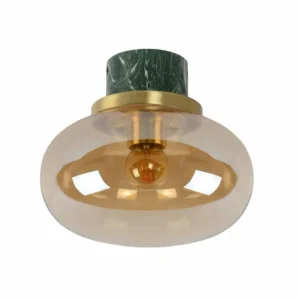 Luminaires Lucide Plafonnier Lucide LORENA Vert, Aspect marbre, 1 lumière* Lampes En Verre