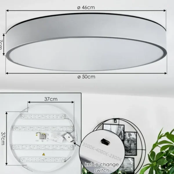 hofstein Plafonnier Maho LED Aluminium, 1 lumière* Lampes Modernes