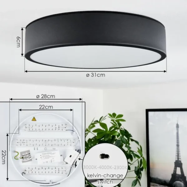 hofstein Plafonnier Maho LED Noir, 1 lumière* Lampes Modernes