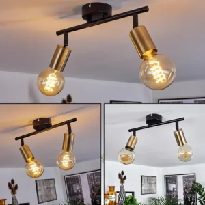 hofstein Plafonnier Maidford Laiton, Noir, 2 lumières* Lampes Modernes