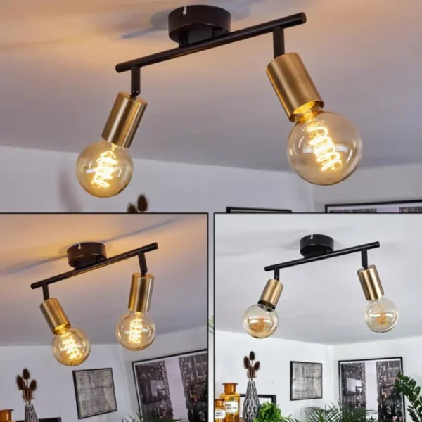 hofstein Plafonnier Maidford Laiton, Noir, 2 lumières* Lampes Modernes