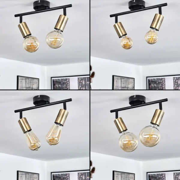 hofstein Plafonnier Maidford Laiton, Noir, 2 lumières* Lampes Modernes