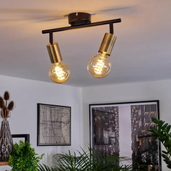 hofstein Plafonnier Maidford Laiton, Noir, 2 lumières* Lampes Modernes